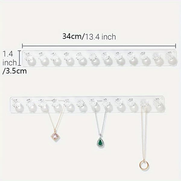 Multifunctional Jewelry Storage Rack with 12 Diamond Crystal Hooks