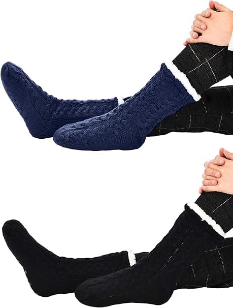 2 par damestrømper, varme, bløde, julestrømper, skridsikre fleece strømper