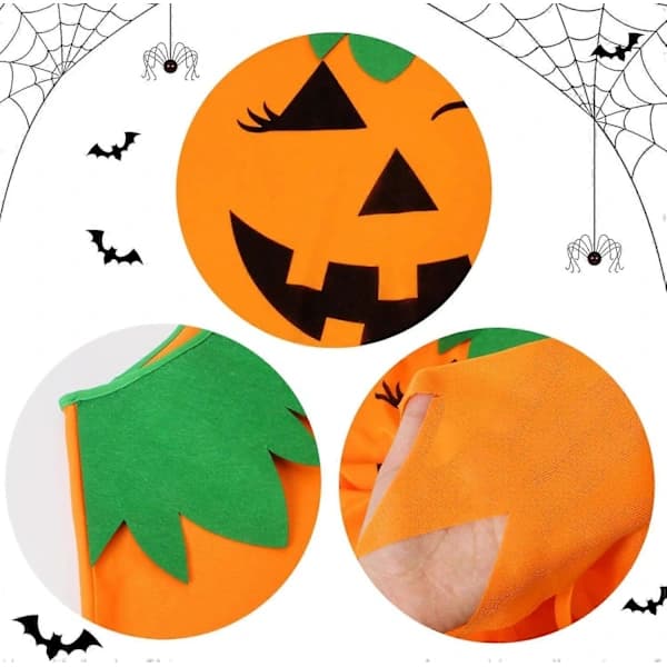Halloween Pumpa Poncho för Kvinnor, Pumpa Kappa Kostym med Hårband och Godispåse