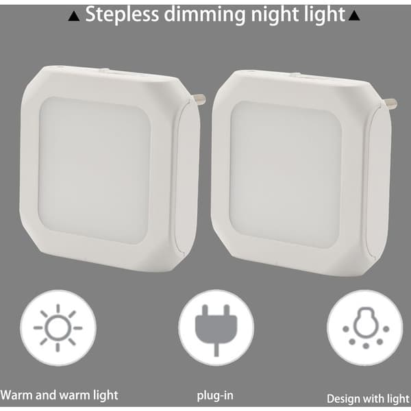 LED Night Light for Children, Night Light Socket with Dusk Sensor, Steplessly Adjustable Brightness, Bedroom, Warm White