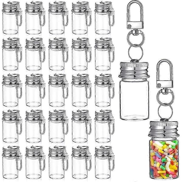 36 st 7 ml små glasflaskor med nyckelringar, mini-kryddflaskor med aluminiumlock Kompatibel med gör-det-själv-bröllopspresenter[LD]