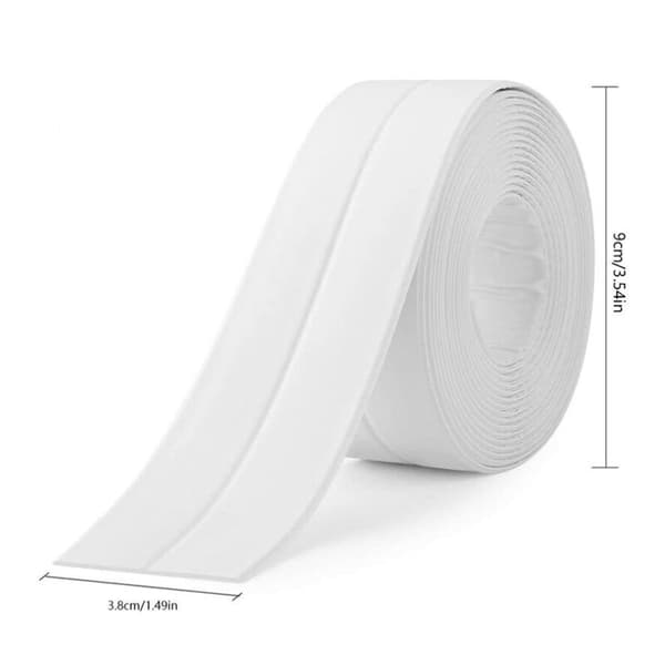 Selvklebende hvit silikonlist for badekar med hjørnekutter (320x3,8cm)[JUN]