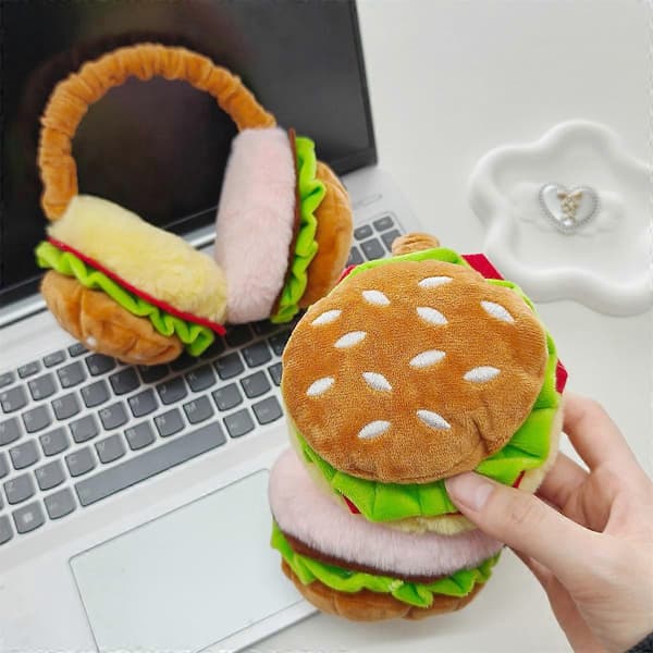 Sjove Burger Ørevarmere Sjove Plys Ørekopper til Mænd og Kvinder