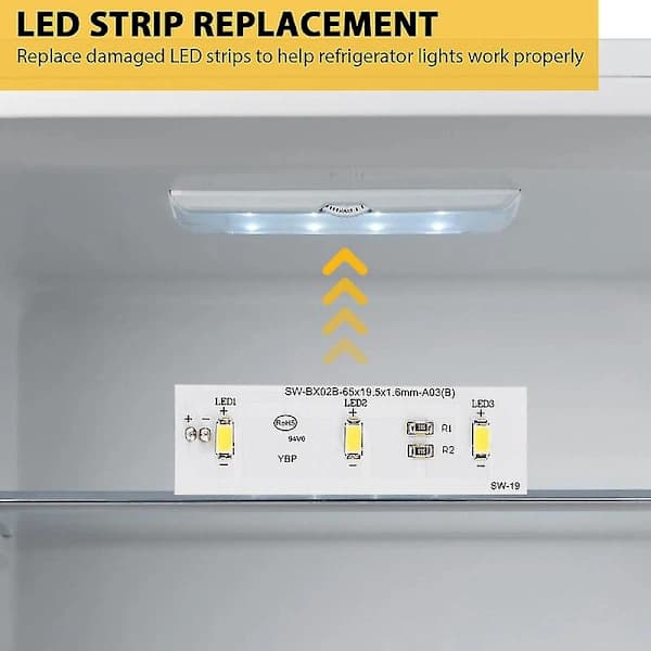 LED light strip for refrigerator, replacement for refrigerator ZBE2350HCA SW-BX02B, spare part xh White