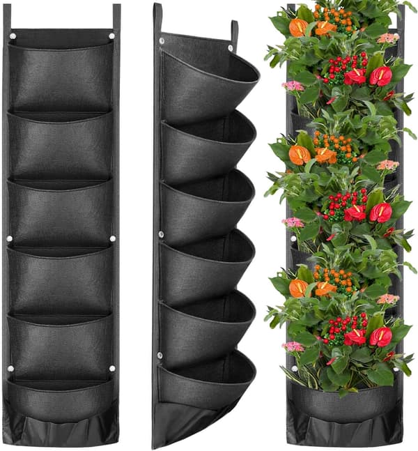 Strawberry Growing Bags, 2-pack 10 Gallon with 8 Side Pockets, Breathable Non-Woven Fabric Handles