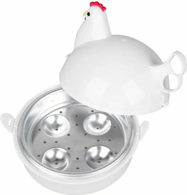 Kyllingformet eggkoker for mikrobølgeovn, dampkoker, eggkoker, kjøkkenredskap for 4 egg