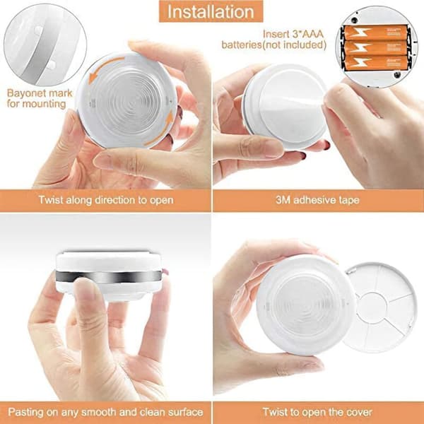 Wireless LED Wall-Mounted Wardrobe Spotlight – 6 Self-Adhesive Lamps – Warm White Light 3500-4000K – Remote Control with Timer