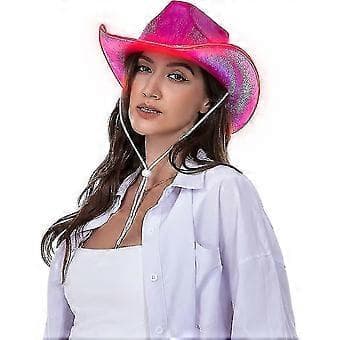 Lysende Space Cowboy Cowgirl Hatt (Rød)