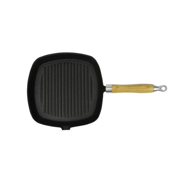 vidaXL Grillpande med træhåndtag 25 x cm Sort Svart, Trä black