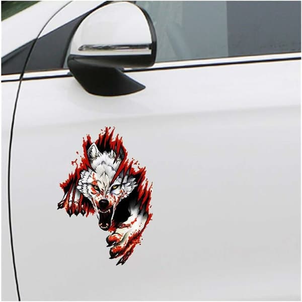 3D Wolf Head Sticker, 3D Car Sticker, Furious Wolf, Funny Motorcycle Accessories, PVC, 18 x 25 cm