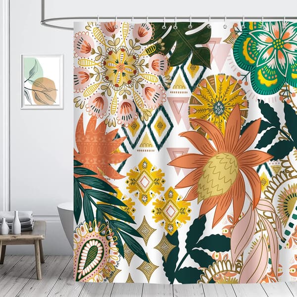 Bohemsk blomstret dusjforheng 180 x 200 cm dusjforheng
