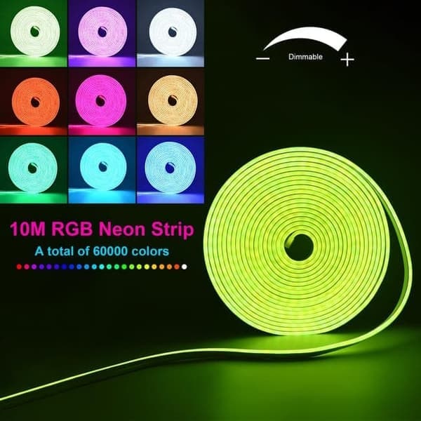 RGB Neon LED Strip Light - Flexible IP65 Waterproof LED Neon Lamp for Indoor and Outdoor Use, with App and Remote Control, Multiple Light Modes
