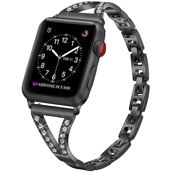 Noir armbånd kompatibelt med Apple Watch, erstatningsarmbånd
