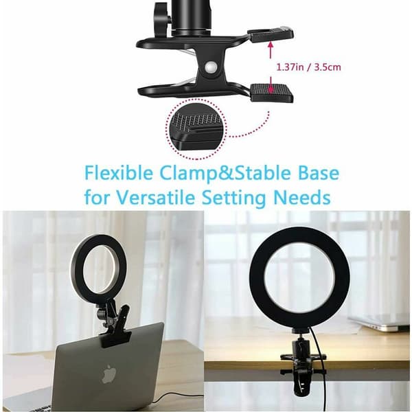 Ring Light with Clamp, 6 inch Ring Light Video Conference Lighting, Dimmable LED Makeup Lamp for Remote Work, Live Video, Remote Learning,
