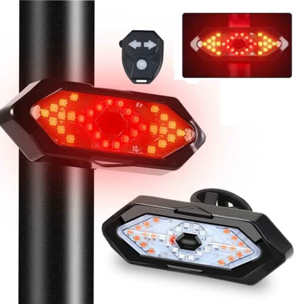 LED-blinklys til cykel med fjernbetjening og lyd sort