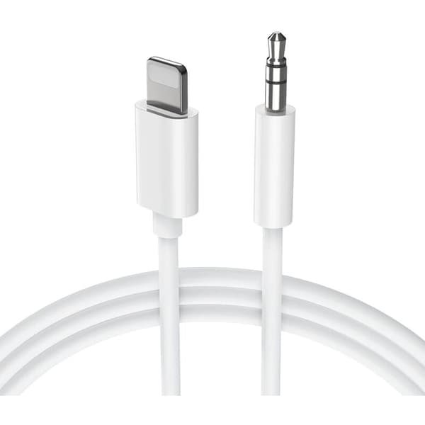 3,5 mm Aux-kabel til bilstereo, 1 m hvid - Kompatibel med iPhone 14/13/12/11 Pro Max/8/7/X/XR