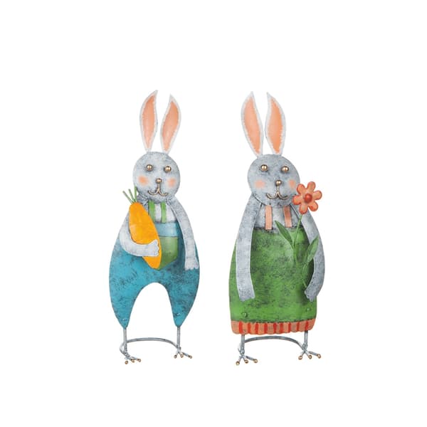 Easter Bunnies in Hammered Metal 1 Pair 32 cm Different Design multifärg multicolor