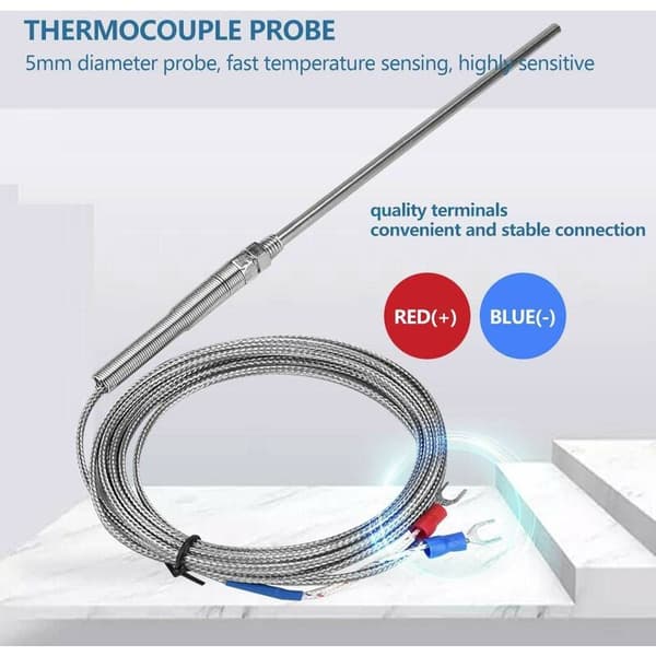 Termoelementgivare, temperaturregulator, högtemperatur K-typ termoelementgivare (3m)