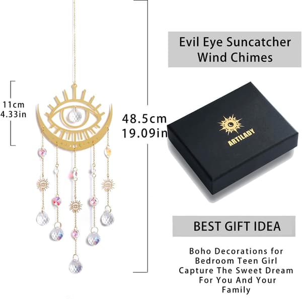 Ondt øje haveudsmykning med stor prisme-krystalkugle til udendørs beskyttelse Crystal Evil Eye Crystal Evil Eye