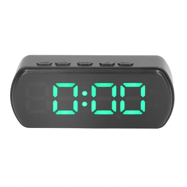 Digital väckarklocka med snooze, temperatur, 12/24h, liten elektronisk bordsklocka med LED-display för kök, kontor och sovrum, grön