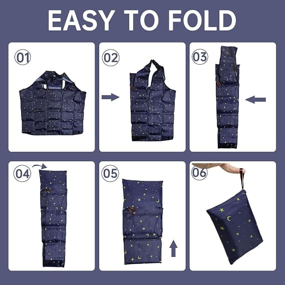 Sammenleggbar handlepose, stor totebag, gjenbrukbar Oxford-stoffveske, utendørs handlepose, 40 x 40 cm