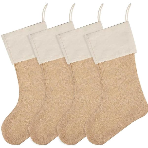 6-pack enkla julstrumpor i jute för DIY-dekoration, 28x55 cm [JUN]