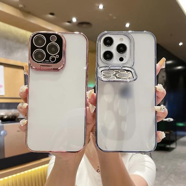 Elektroplettert linsebeskyttelse med holder TPU-telefondeksel for iPhone 14 Pro