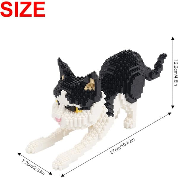 Cat Mini Building Blocks Animal Set, DIY Micro 3D Building Toy Bricks, 1390 Pieces Black and White Cat