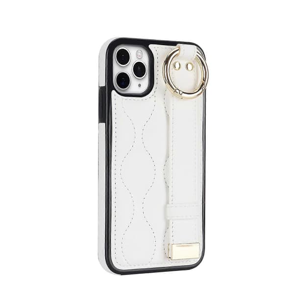 Deksel for iPhone 11 Pro Max Bølgemønster Armbånd Stativ PU+TPU Telefonbeskyttelse