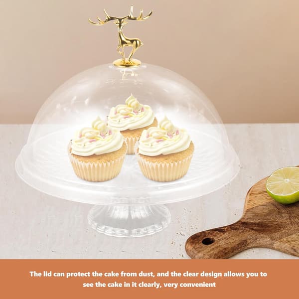 Cake stand with dome lid, tall pastry plate, decorative serving plate, suitable for cakes, desserts and muffins.