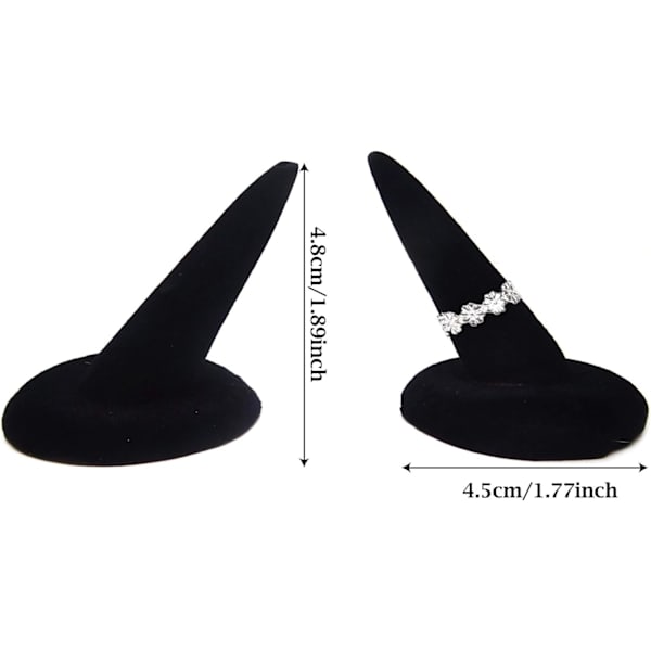 2 st svart sammet fingerring display stativ arrangör - 2 st svart