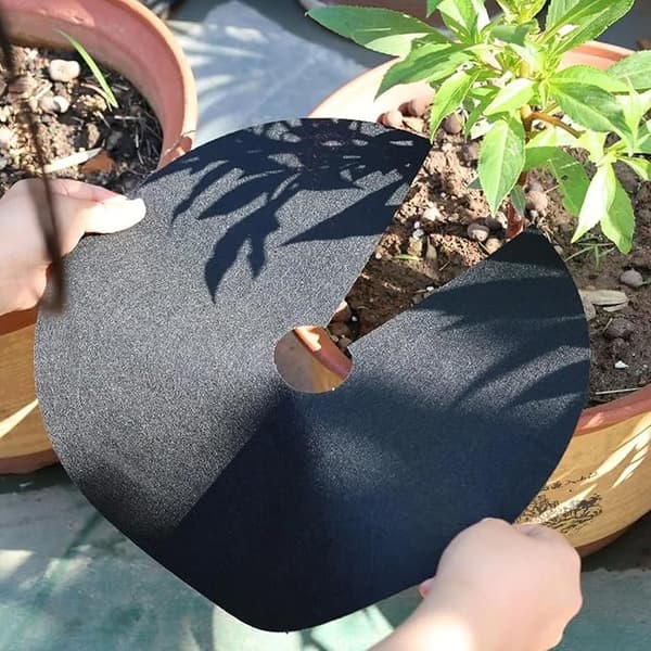 Six Tree Rings, 50 cm Round Weed Fabric with Pre-Cut Holes, Non-Woven Mulch Mat, Convenient for Beautifying Trees-FY-