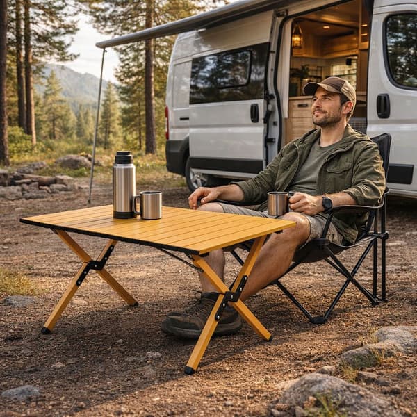 Sammenleggbart campingbord 90x60 cm med bæreveske