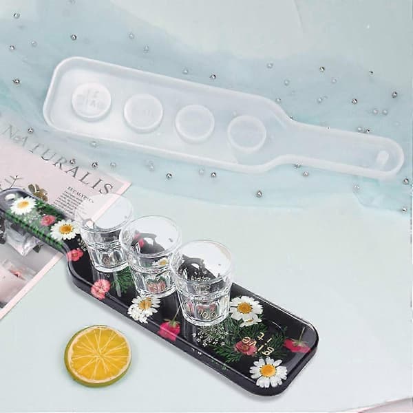 Silikoneform til shotglasbakke, Epoxyharpiks Silikonebakkeform, Harpiksunderlagsforme