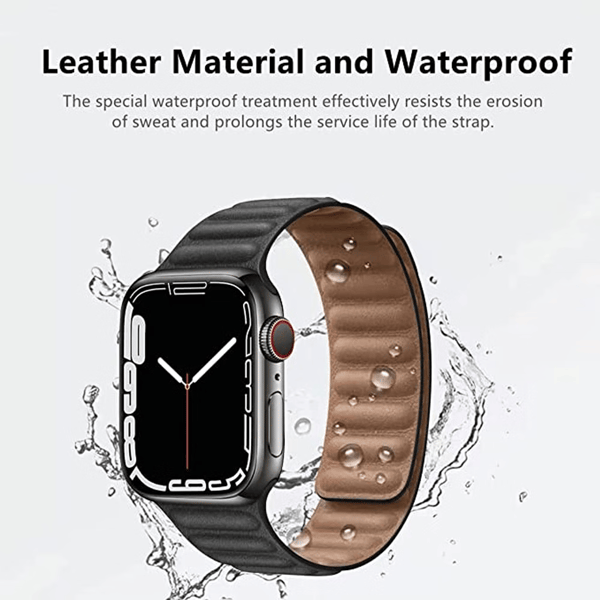 Noir Compatible with Apple Watch 7 Magnetic Leather 38m