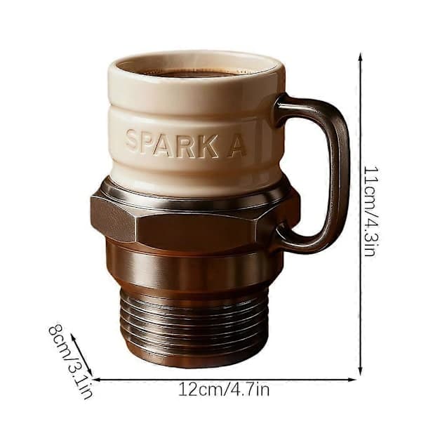 Keramisk tennpluggformet kaffekopp - Nyhetskaffekopp for bilentusiaster og mekanikergaver