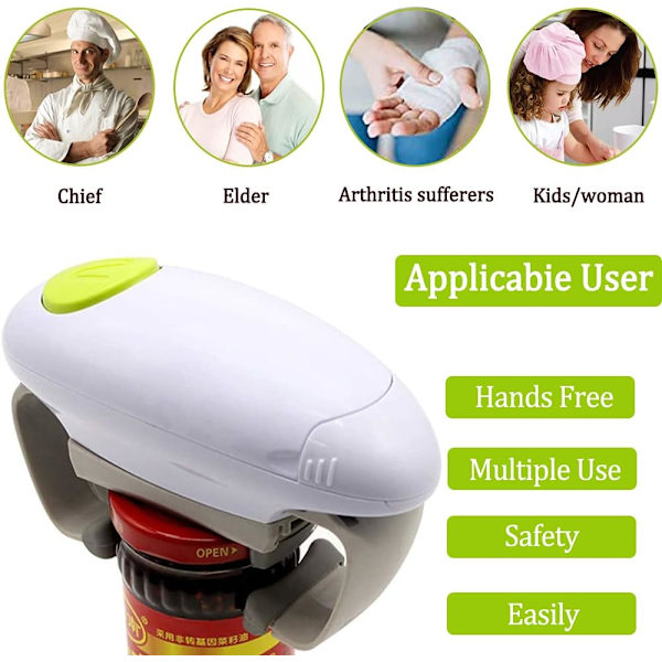 Automatic Can Opener, One-Touch Can Opener Kitchen Utensil, Grey