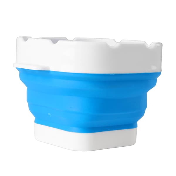 Foldable Brush Washer Professional Thickened Bottom Silicone Brush Bucket for Beginners with Scrub Board Blue