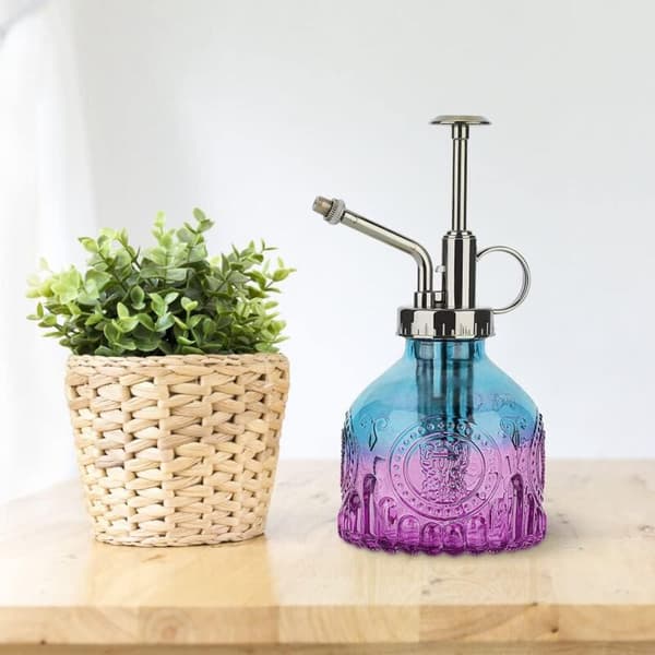 Glass Water Spray Bottle for Plants, 200ml Retro with Top Pump, Mist Sprayer