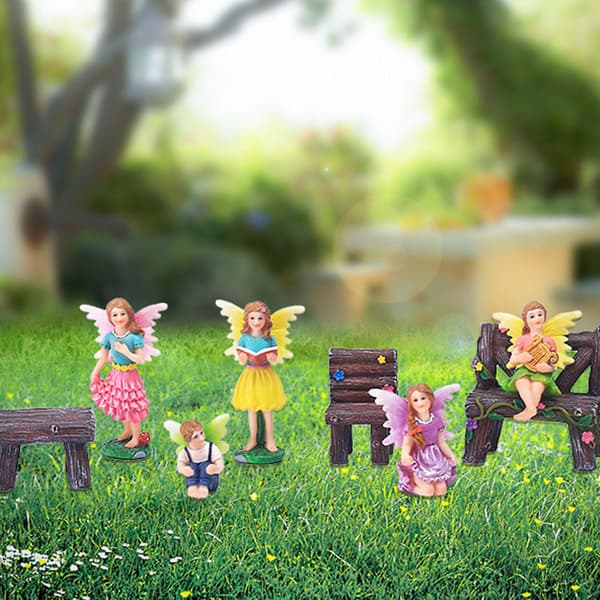 Miniature Have Fe Statue Kombination 10 stk. Mini Harpiks Fe Figurer Til Indendørs Udendørs Have Mikro Landskab