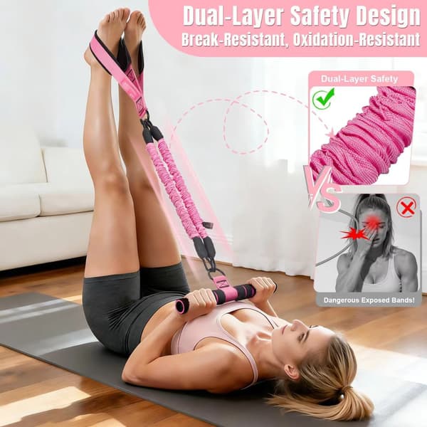 Resistance Band Pedal, Sit Up Training Equipment (Black, 90 lbs)