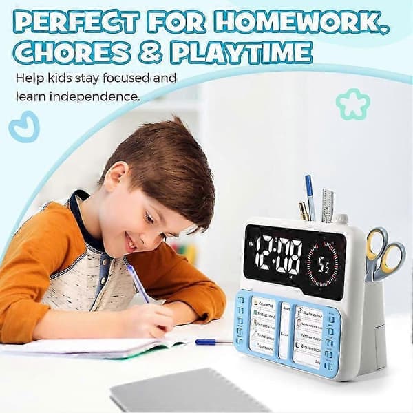 Visuell Timer for Barn - Verktøy for Tidsplanlegging ved Autisme og ADHD med Digital Alarm, Oppgaveplanleggingstavle