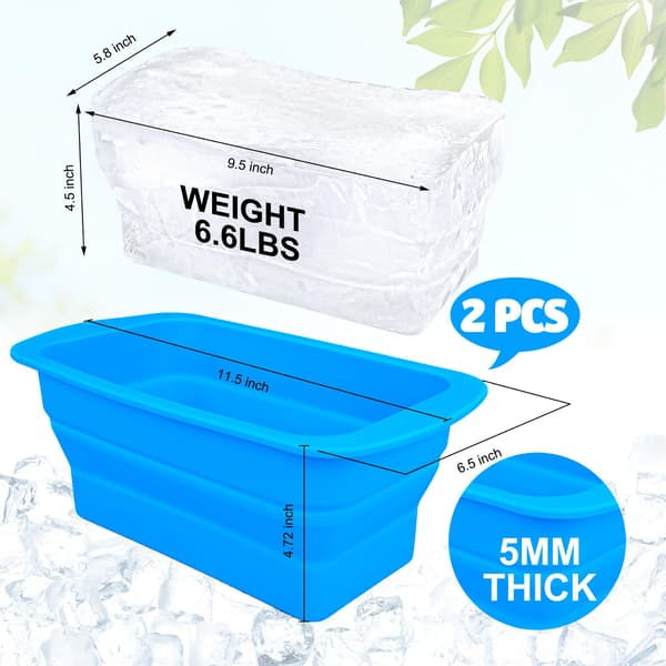 2-pak ekstra store isblokforme i silikone, genanvendelige isterningebakker, foldbare store isbadekarforme, ismaskiner