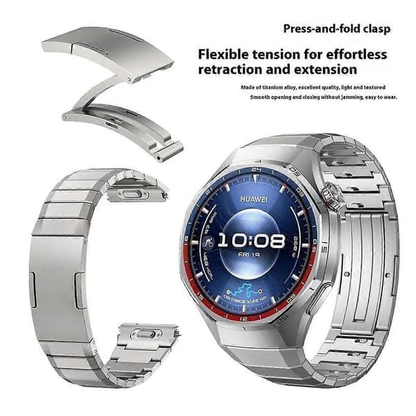 Kompatibelt med Huawei Watch GT 6 Pro 46mm Quick-release urrem Bambuleddesign Titaniumlegering Urrem Sort