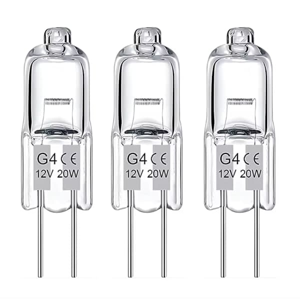 20-pak G4 halogenpærer 20W 12V - Varm hvid