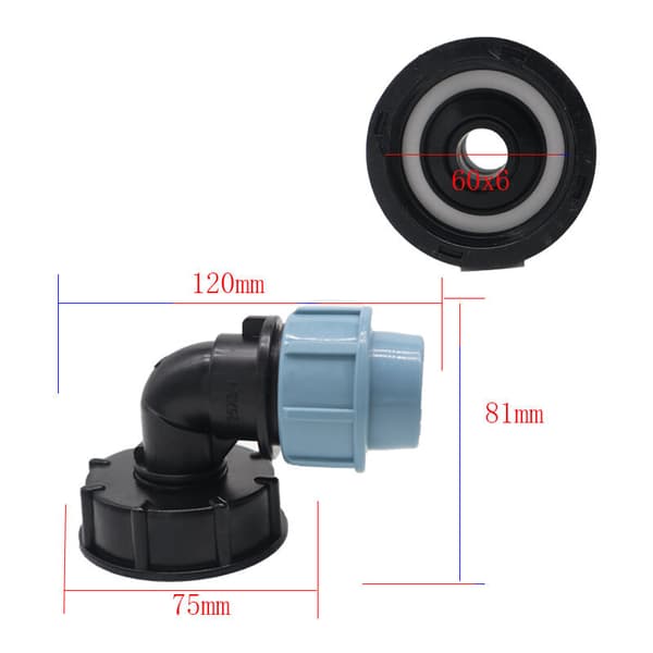 IBC Tank Adapter S60X6 Slanganslutning för IBC Vattentank 25mm Utloppsbåge
