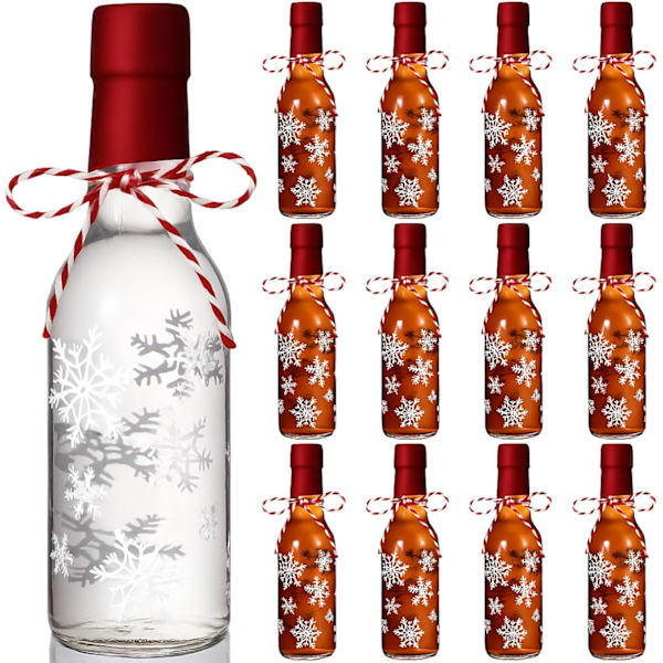 12 stk. jule-coquito-flasker til fest (snøfnugg)
