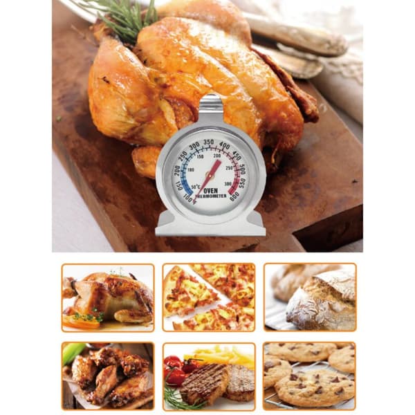 Ovnstermometer, 50-300°C / 100-600°F, Direkte aflæsning analogt termometer til ovn, grill, friture, ryger, rustfrit stål køkken