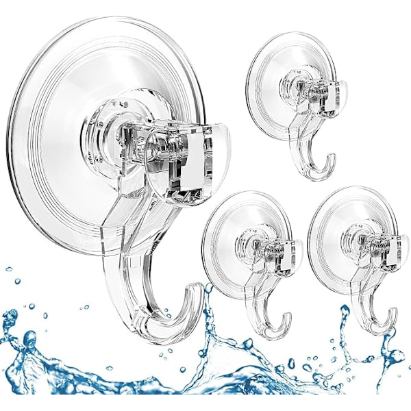 Sugkoppskrokar, 4-pack, Transparenta Sugkoppsduschkrokar Vatten