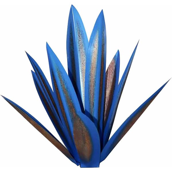 Metall Agave Plante Hagedekorasjon Rød Rustikk Tequila Skulptur Innendørs Plenpynt (35cm, Mørkeblå)